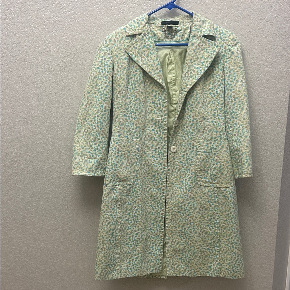 Express Mint Green Patterned Trench Coat